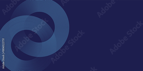 Abstract blue background with blue glowing diagonal geometric lines. Modern shiny blue rounded rectangle lines pattern. Minimalist graphic design. Futuristic technology concept