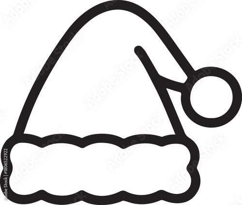 A minimalist illustration of a festive Santa Claus hat, capturing the essence of the holiday season with clean lines and simple design.