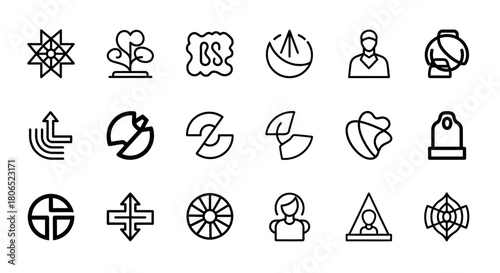 Collection of minimalist icon set for universal use design elements or symbols