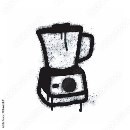 Graffiti blender icon with spray paint isolated on white background. Graffiti blender icon with spray paint in black on white.