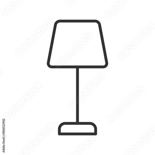 Floor lamp icon in line design. floor lamp, standing lamp, room lighting, home decor, tall lamp, illumination, interior furnishing on white background vector. floor lamp editable stroke icon