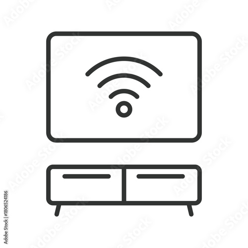 Smart TV icon in line design. smart tv, television, screen monitor, media device, home electronics on white background vector. smart tv editable stroke icon