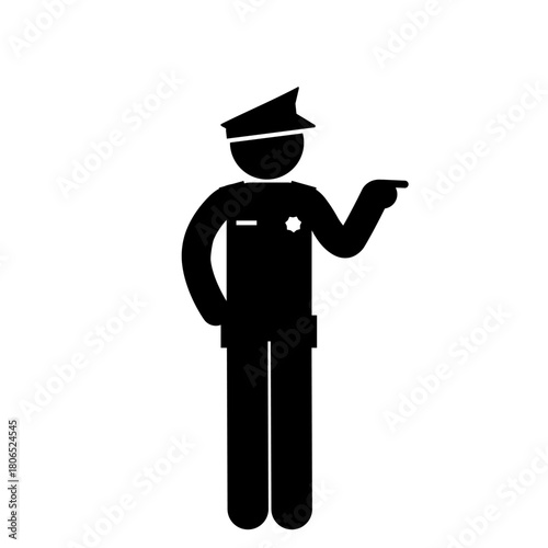 Officer stick figure observing the area quietly.