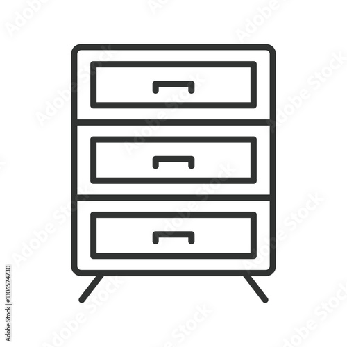 Drawer chest icon in line design. drawer chest, dresser, storage cabinet, home furniture on white background vector. drawer chest editable stroke icon