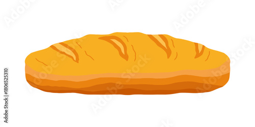Vector illustration loaf of bread isolated on white background. Whole fresh baked bread