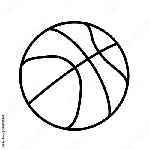 A simple line drawing of a basketball isolated on, perfect for coloring books, educational materials, or sports themed designs