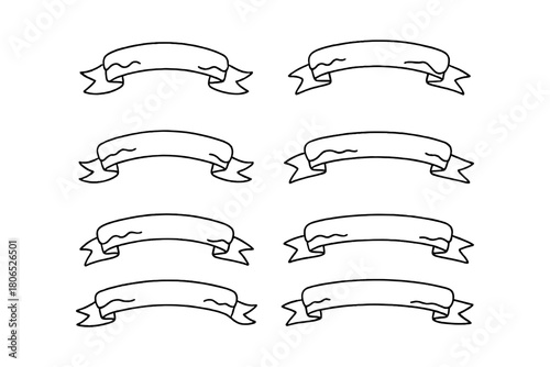 Set of hand drawn ribbon banners for craft and design projects