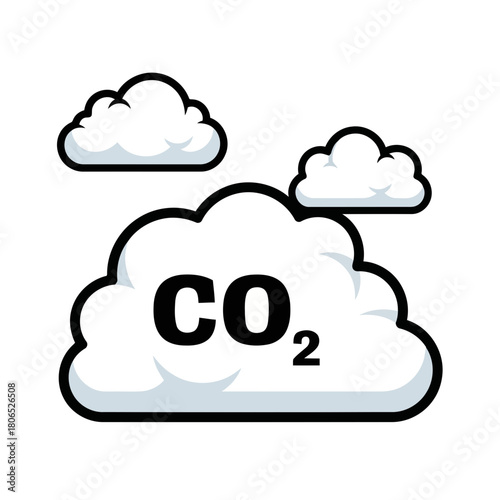 Illustration of carbon dioxide emissions in the form of clouds isolated on