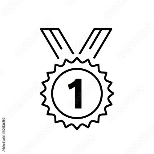 First place medal isolated on achievement, success, victory, competition, and award concept number one symbol