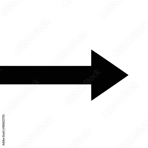 A simple black arrow pointing to the right isolated on, indicating direction, navigation, or progression in design