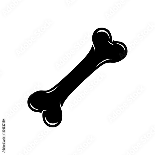 A black bone isolated on, a symbol of death, danger, or a pets favorite treat, rendered in a simple, graphic style