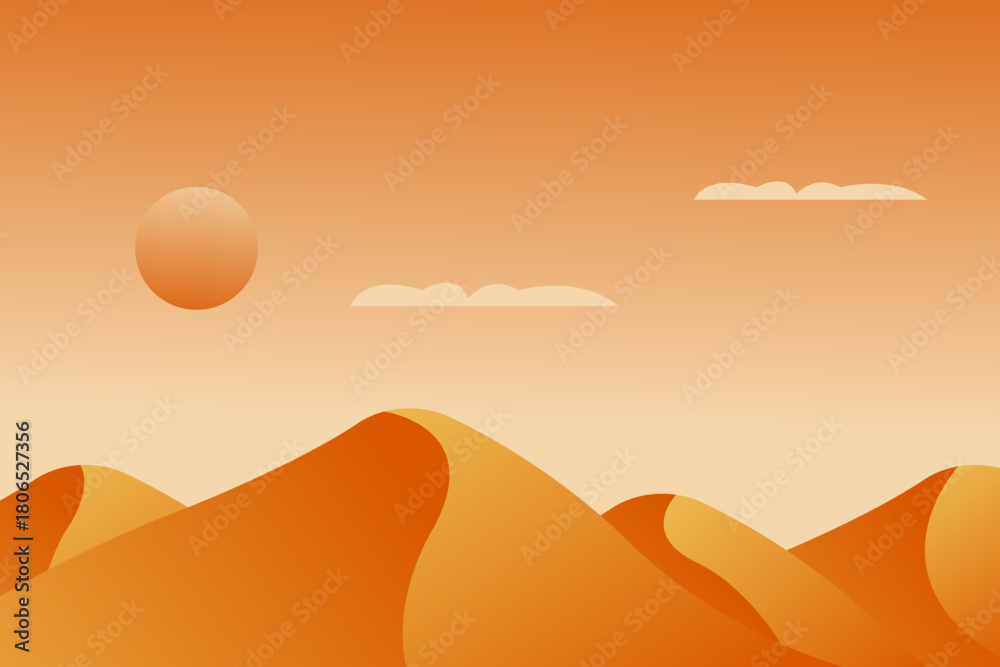 Obraz premium Minimalist Desert Landscape Gradient Sunset Vector Art