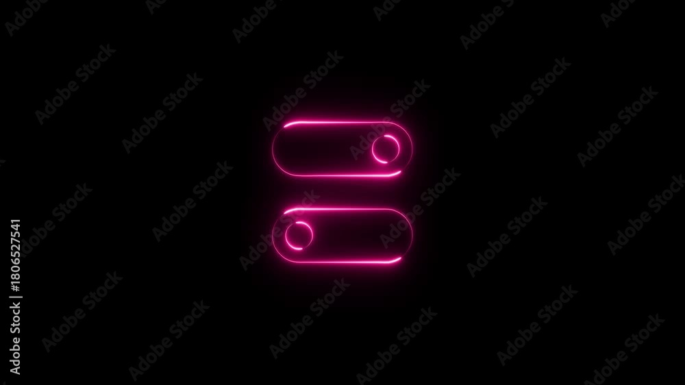 Glowing neon control switch icon – on off toggle ui symbol. pink neon ...