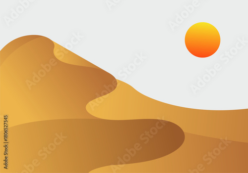 Minimalist Desert Landscape  Flat Design Vector Illustration