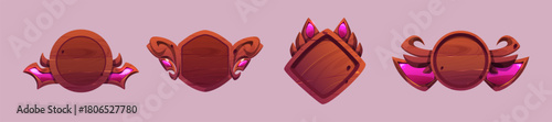 Game avatar frames, level ui icons, wooden shields