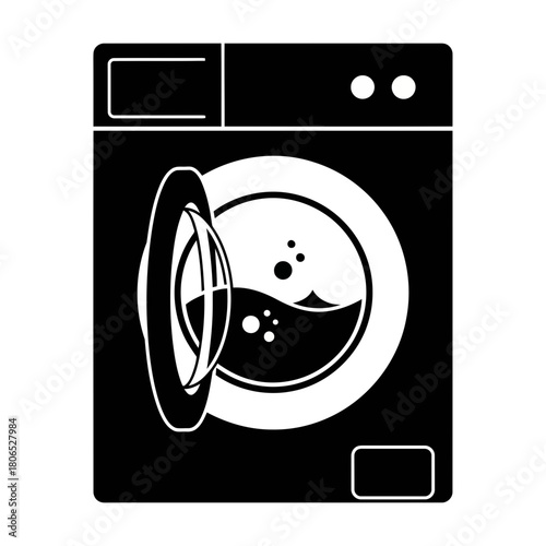 Washing machine glyph icon laundry appliance washer automatic cleaner domestic equipment isolated vector illustration