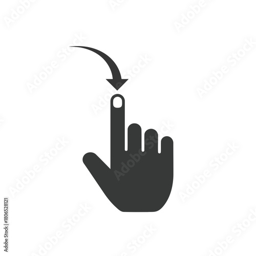 Hand gesture with index finger pointing down isolated on, representing touch, tap, or selection in a digital interface