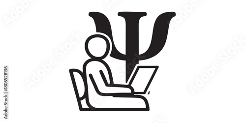 Psychologist with paper in chair thin line icon, family therapy concept. Vector graphics. Man with test paper, psychology sign on white background, style icon mobile or web design