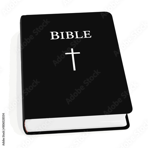 A black bible with a white cross on the cover isolated on, a symbol of faith and spirituality