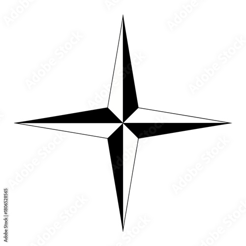 Compass rose illustration isolated on, a navigational symbol showing the cardinal directions and intermediate points, useful for maps and designs