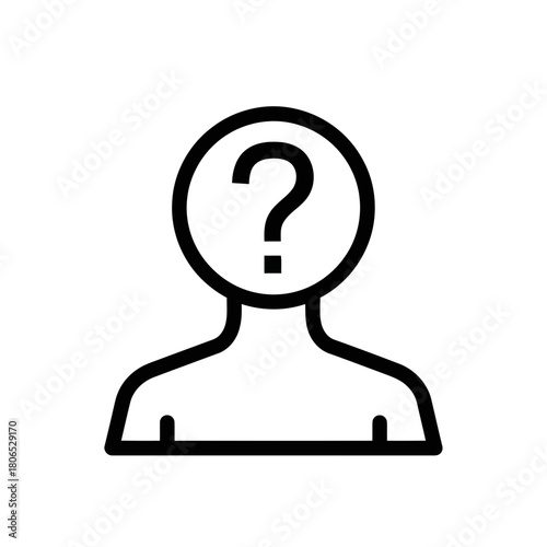 Silhouette of an unknown person with a question mark on their face isolated on, symbolizing uncertainty and anonymity