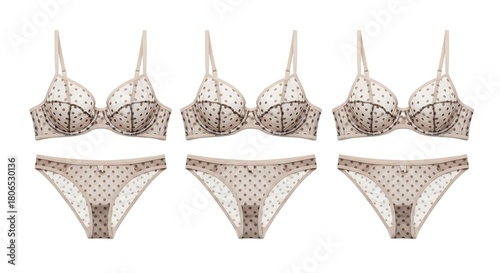 Elegant lingerie sets in rows for fashion and design projects