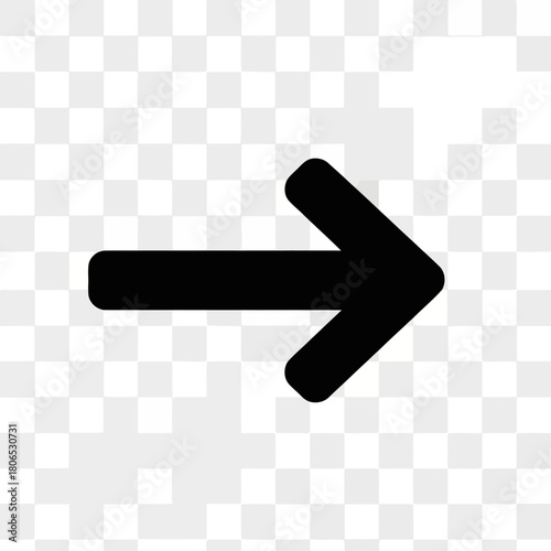 Black arrow pointing right isolated on to indicate direction or navigation for web design and user interface