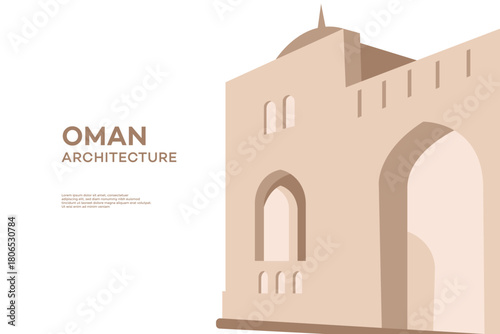 Minimalist Omani Architecture Illustration  Middle East Travel Design