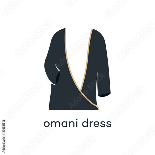Omani Traditional Womens Dress  Minimalist Vector Illustration