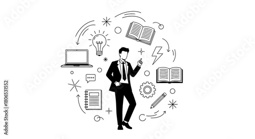 Concept of idea generation and creative process for business success and innovation