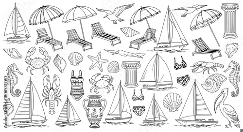 Beach summer seaside elements pattern
