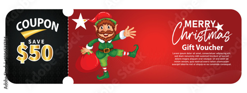 Festive christmas elf gift voucher and coupon offering $50 savings