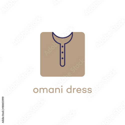 Omani Traditional Dress Icon  Simple Flat Design Illustration