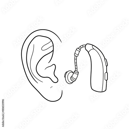 Illustration of a hearing aid device isolated on perfect for audiology, healthcare, or accessibility projects