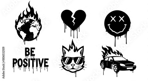 Graffiti urban style stencil icons
