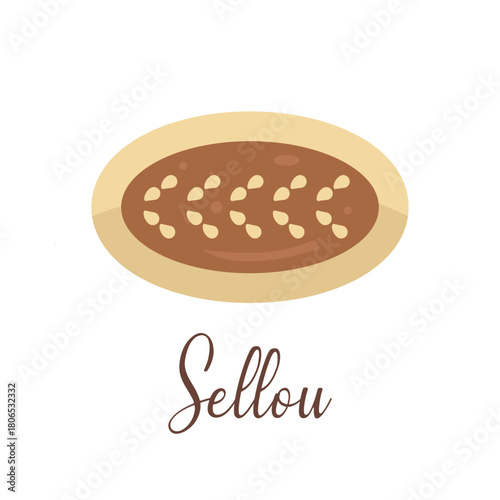 Sellou Moroccan Dessert Dish  Traditional Flat Illustration Food