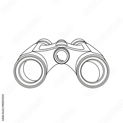 A simple line art illustration of binoculars, perfect for icons, logos, or educational materials isolated on