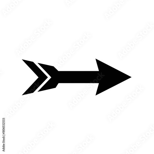 Black arrow pointing right isolated on, a simple and modern design element for direction and navigation