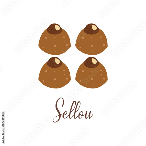 Four Sellou Moroccan Sweets  Traditional Dessert Illustration
