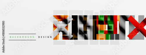 Abstract design features colorful pixelated letters forming word MATRIX. Minimalist style, light background, modern aesthetic.