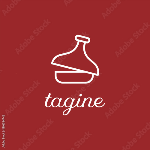 Minimalist Tagine Pot Line Art Icon  Food Concept