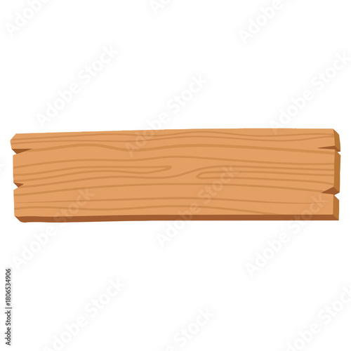 Wooden Plank Illustration A Simple Cartoon-Style Horizontal Board for Design Elements and Signage