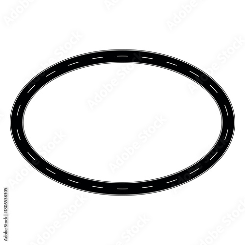 Oval Race Track Road Vector Frame Isolated Top View Illustration