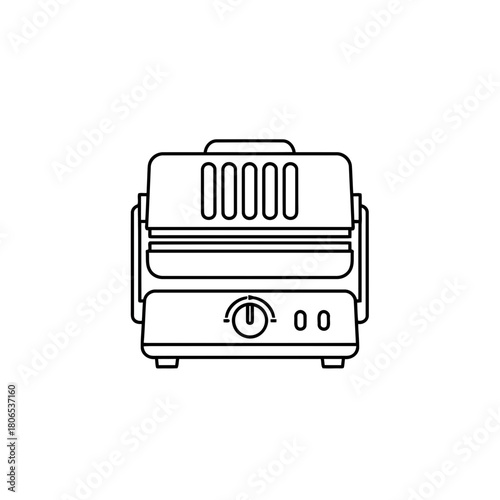 Line art illustration of a panini press, kitchen appliance isolated on