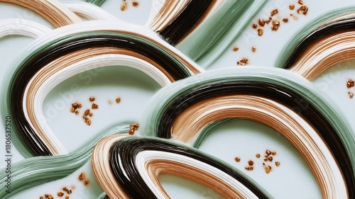 Fototapeta Naklejka Na Ścianę i Meble -  Soft, fluid forms in pastel tones, smooth glossy surfaces, minimal abstraction.