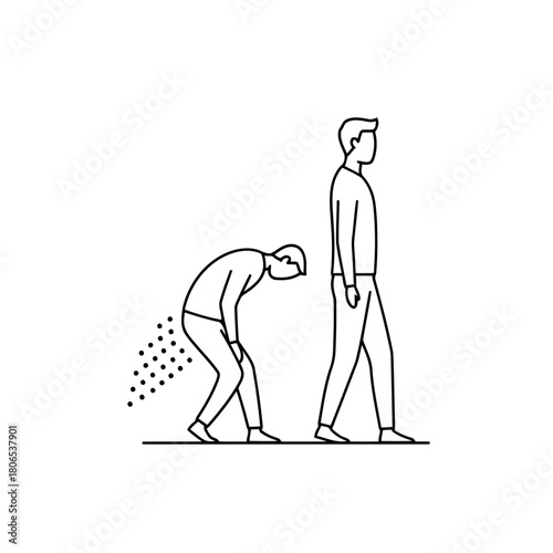 A man is recovering from depression isolated on he is standing tall and walking away from his past