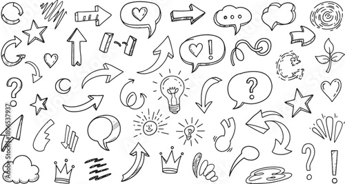 Doodle Element Seamless Pattern Background Hand Drawn Vector Design Elements