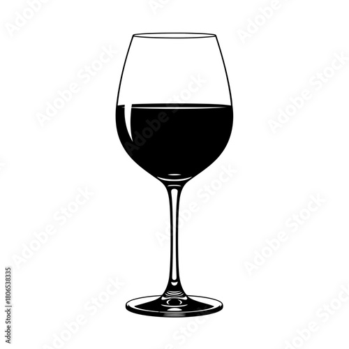 Elegant wine glass filled with dark red wine isolated on, perfect for a sophisticated celebration