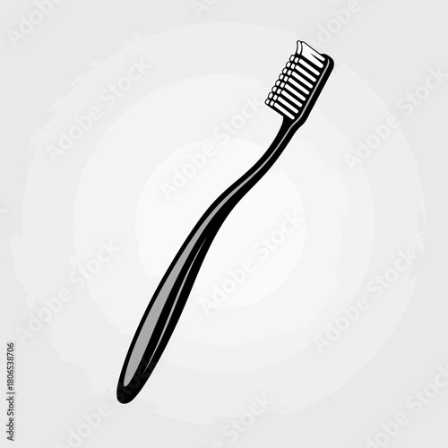 A black toothbrush with white bristles isolated on, a tool for cleaning teeth and maintaining oral hygiene