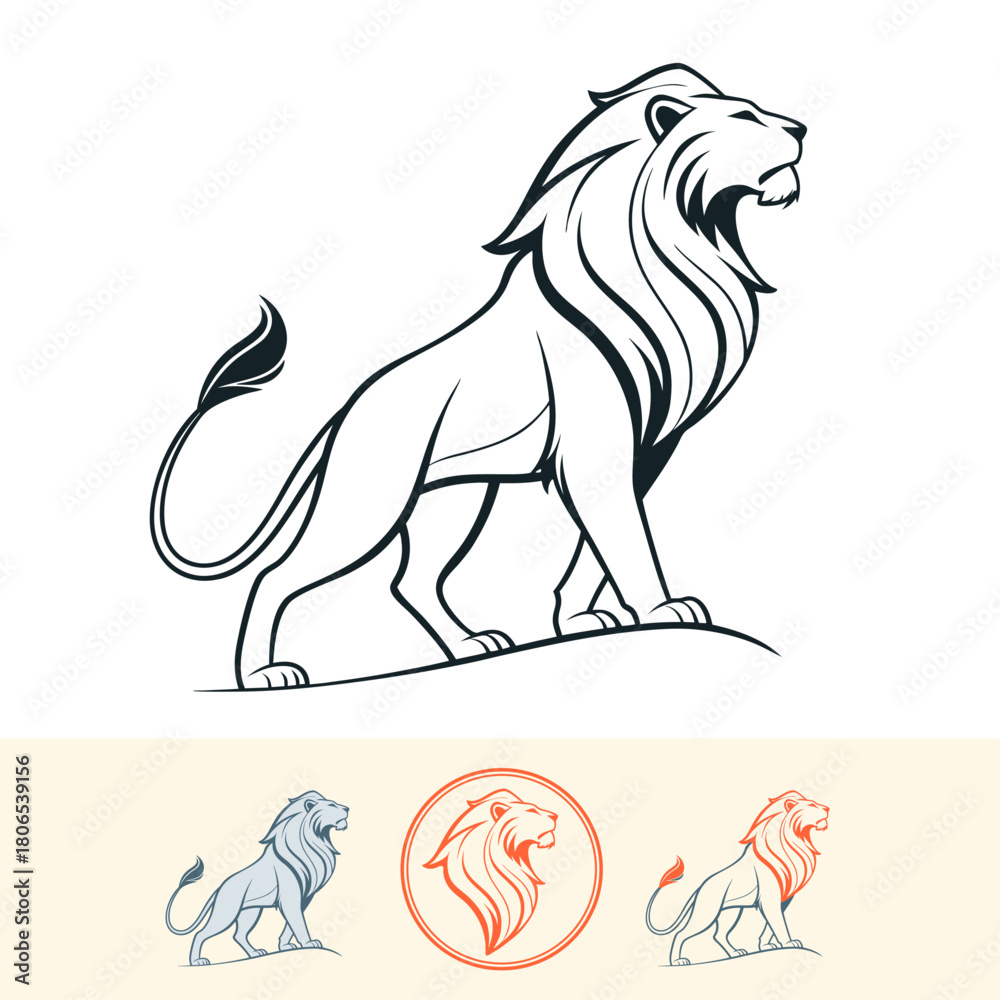 Fototapeta premium Vector Lion Illustration for Logo and Apparel — Lion Stencil Design — Vector Graphic